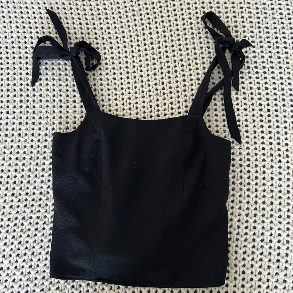 Black Tank Top with Bow Straps